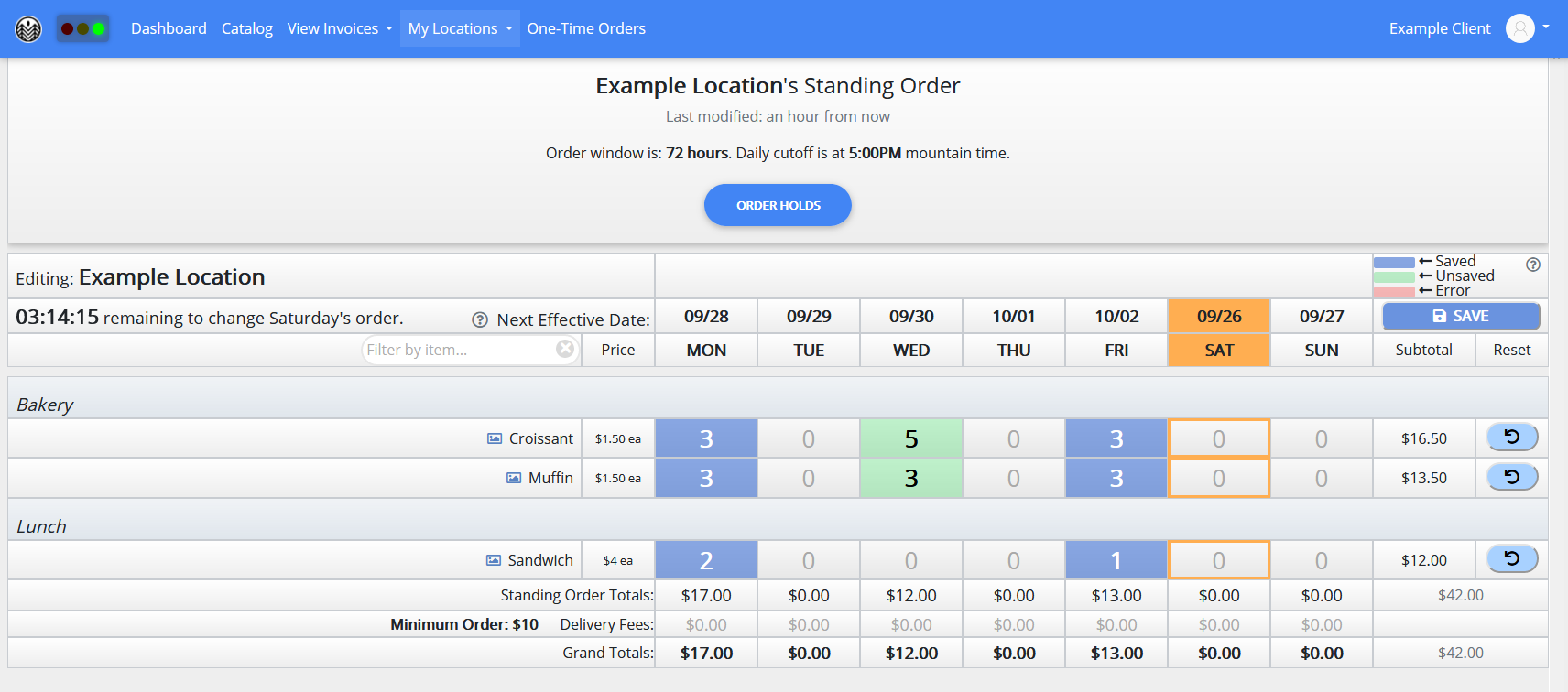 Standing Order Example